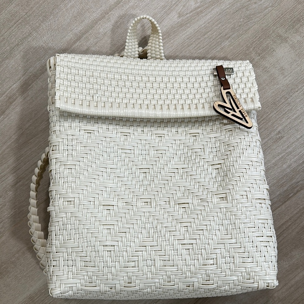 White Woven Backpack